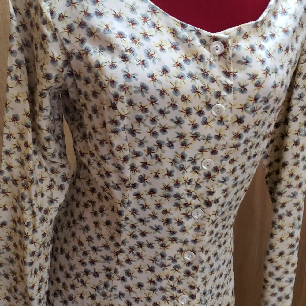 Vintage Long-Sleeved 90s Maxi Dress w/Lace-up Back - Picture 7 of 7